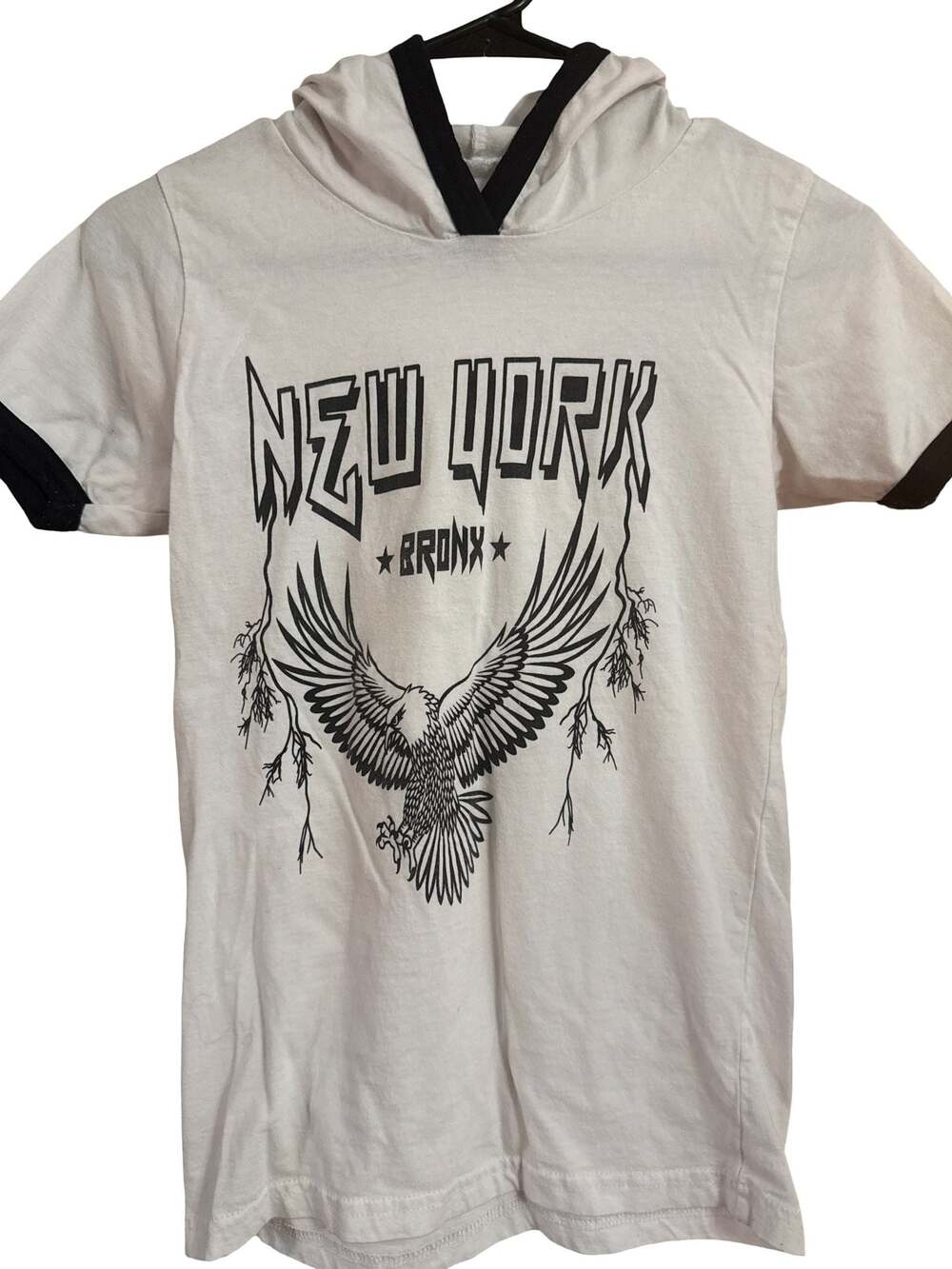 On Fire New York Bronx Graphic Short Sleeve Hoodie Size S